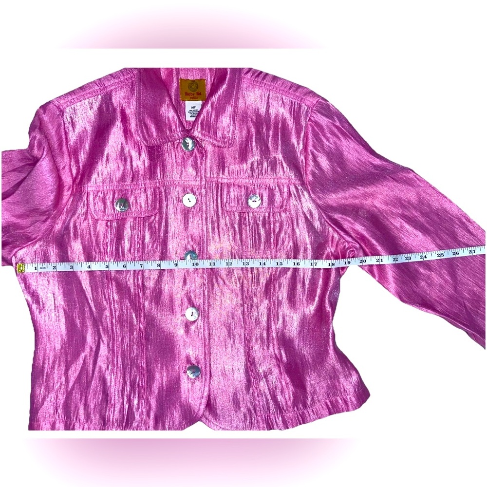 Ruby Rd. Petite Women's Shiny Pink Jacket Size 14P - Picture 11 of 12